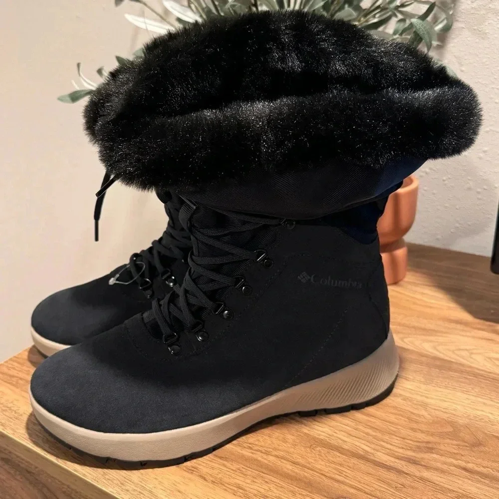Columbia 8 Slopeside Village Omni-Heat Insulated High Winter Boots Faux Fur NWOB